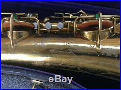 1936 Conn 12m Vintage Lady Face Baritone Sax, Rolled T-holes, Very Good Pads