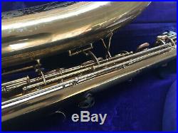 1936 Conn 12m Vintage Lady Face Baritone Sax, Rolled T-holes, Very Good Pads