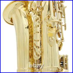 Alto Saxophone Brass Lacquered Gold Eb Sax Woodwind Instrument + Carry Case X4P9