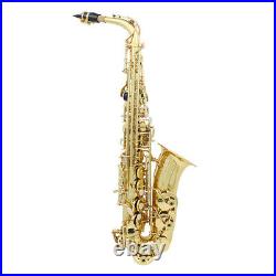 Alto Saxophone Brass Lacquered Gold Eb Sax Woodwind Instrument + Padded Bag X2X6