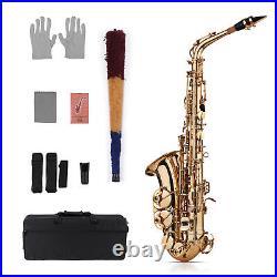 Alto Saxophone Eb Sax Brass Lacquered Gold Woodwind Instrument + Carry Case P0A4