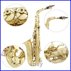 Alto Saxophone Eb Sax Brass Lacquered Gold Woodwind Instrument for Beginner T6P5