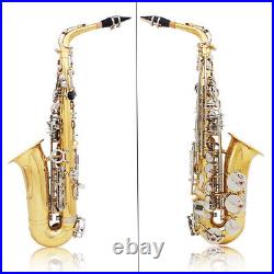 Alto Saxophone Glossy Brass Engraved Eb E-Flat Sax Carry Care Kit D6W2