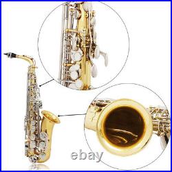 Alto Saxophone Glossy Brass Engraved Eb E-Flat Sax Carry Care Kit D6W2