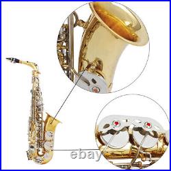 Alto Saxophone Glossy Brass Engraved Eb E-Flat Sax Padded Accessories C3E1