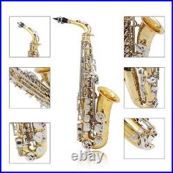 Alto Saxophone Glossy Brass Engraved Eb E-Flat Sax with Carry Case Care Kit T3A8