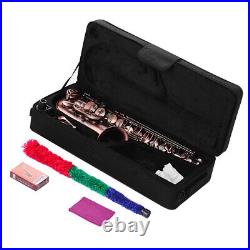Alto Saxophone Red Bronze Brass Bent Eb E-flat Sax with Carry Case Gloves Straps