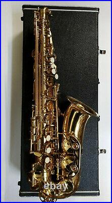 Alto Saxophone Sax Gold Lacquer Body Only & Hard Case Spare Parts Not Working
