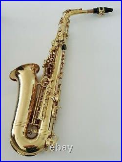Alto Saxophone in Eb Sax Gold Finish & Hard Case Complete Outfit By Chase 2