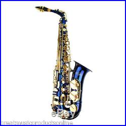 BLUE BEGINNER STUDENT HIGH SCHOOL BAND ALTO SAXOPHONE SAX OUTFIT WithCASE