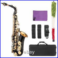 Beginner Alto Saxophone Brass Black Paint Eb E-flat Sax Woodwind Instrument V2I3