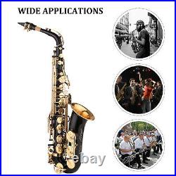 Beginners Brass Eb Alto Saxophone Black Paint E-flat Sax with Padded Case R0R4