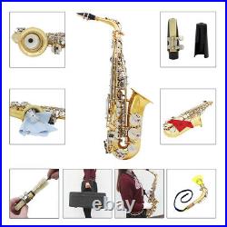 Brass Alto Saxophone Eb E Flat Sax + Case Mouthpiece for Beginner Students A9F9