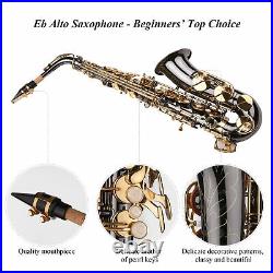 Brass Alto Saxophone Eb E Flat Sax Set with Carry Case Mouthpiece Care Kit W1D0