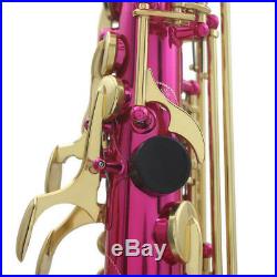 Brass E Flat Alto Saxophone Sax Fushcia F Key with Bag Mouthpiece Reed Mute