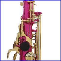 Brass E Flat Alto Saxophone Sax Fushcia F Key with Bag Mouthpiece Reed Mute