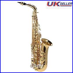 Eb Alto Saxophone Brass Lacquered Gold E Flat Sax 802 Key Woodwind WithCase U7K2
