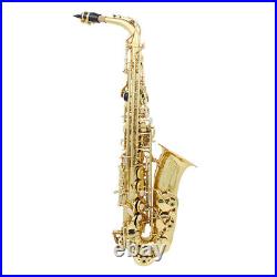 Eb Alto Saxophone Brass Lacquered Gold Sax Woodwind Instrument + Carry Case S6P5