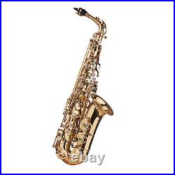 Eb Alto Saxophone Brass Lacquered Gold Sax Woodwind Instrument + Carry Case Y6O7