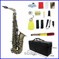 Eb E-flat Alto Saxophone Antique Finish Bend Sax Woodwind Instrument withCase H0V0