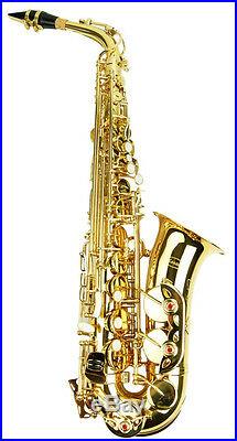 Gold Beginner Student High School Band Alto Saxophone Sax Outfit + Case