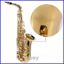 Golden Eb Alto Saxophone Sax 802 Woodwind Instrument with Carry L6R9