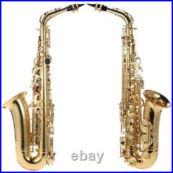 Golden Eb Alto Saxophone Sax 802 Woodwind Instrument with Carry L6R9