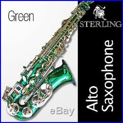Green Alto Sax Brand New STERLING Eb Saxophone Case and Accessories