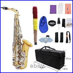 LADE Alto Saxophone Sax Brass Engraved Eb E-Flat Natural White Button O2T9
