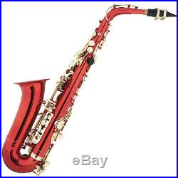 MENDINI RED LACQUER BRASS Eb ALTO SAXOPHONE SAX With TUNER, CASE, CAREKIT, 11 REEDS