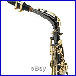 Mendini Black Nickel Body with Gold Keys Alto Saxophone Sax +Tuner+Book MAS-BNG