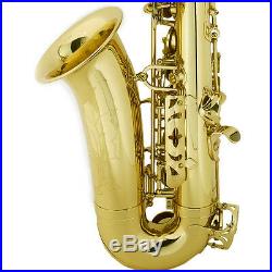 Mendini Gold Lacquered Eb Alto Saxophone Sax +Tuner+CareKit+Case+Book MAS-L