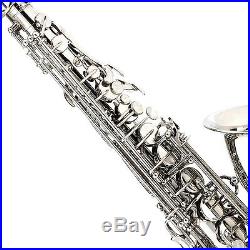 Mendini Nickel Plated Silver Alto Saxophone Sax +Tuner+CareKit+Case+Book MAS-N