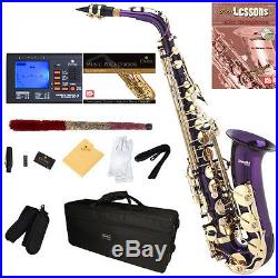 Mendini Purple Lacquered Eb Alto Saxophone Sax +Tuner+CareKit+Case+Book MAS-PL