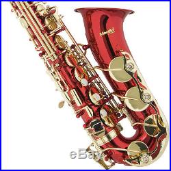 Mendini Red Lacquered Eb Alto Saxophone Sax +Tuner+CareKit+Case+Book MAS-RL