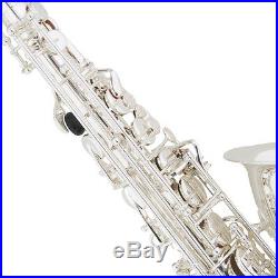 Mendini Silver Plated Eb Alto Saxophone Sax +Tuner+Book+Case+CareKit MAS-30S
