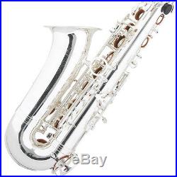 Mendini Silver Plated Eb Alto Saxophone Sax +Tuner+Book+Case+CareKit MAS-30S