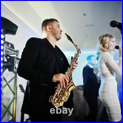 Professional Golden Alto Eb Saxophone Sax Set+Case With Mouthpiece, Grease, Wipe