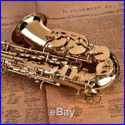 Professional Golden Plating Brass Eb Key Alto Eb Saxophone Sax Set High F# Tone
