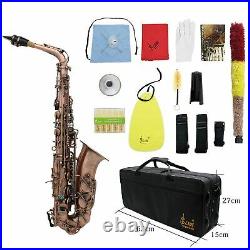 Professional Red Bronze Bend Eb E-Flat Alto Saxophone Sax Abalone Shell Key A1
