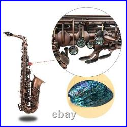 Red Bronze Bend Eb E-flat Alto Saxophone Sax Abalone Shell Key +Case Gloves B8Q1