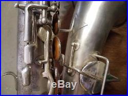 VINTAGE 1920's BUESCHER ALTO SAX VERY RARE SILVER PLATED WITH ORIG. CARRY CASE