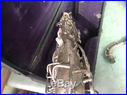 Vintage KING Alto SAX Saxophone with CASE SILVER Tone PAT 1925 for Repair