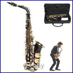 (black)Alto Sax Set E Flat Sax Set Bell Mouth Brass Saxophone Set Combined